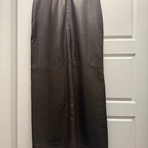 Vintage Danier chocolate brown leather maxi skirt